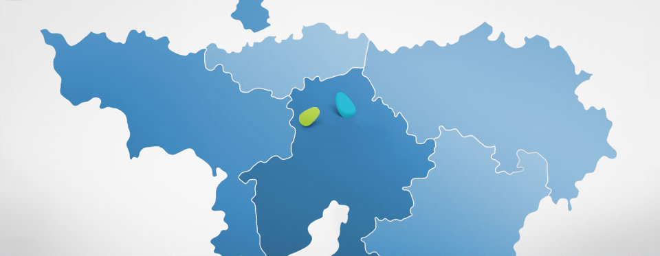 Position des hopitaux sur la carte de Belgique
